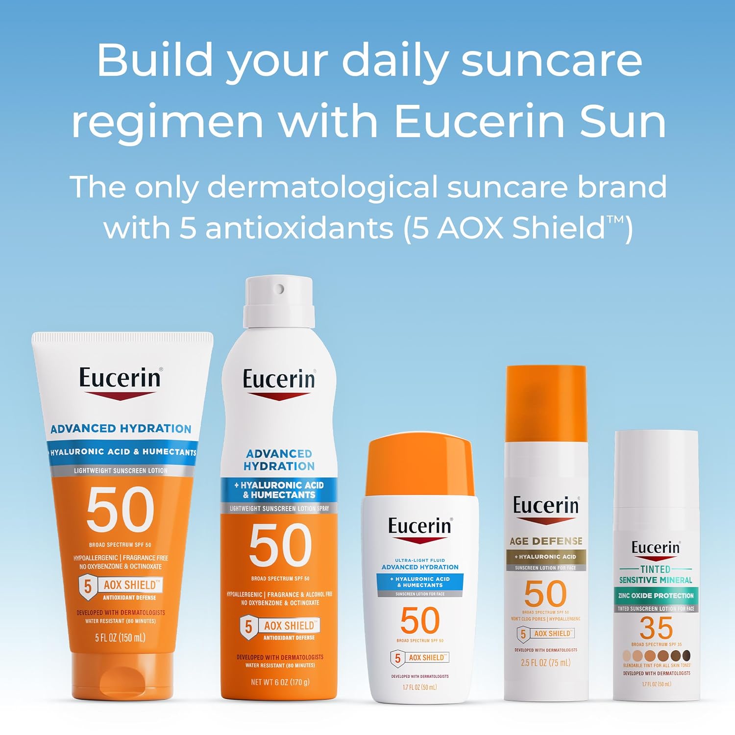 Eucerin Sun Advanced Hydration SPF 50 – Clean Formula Sunscreen for Uncluttered Daily Routines