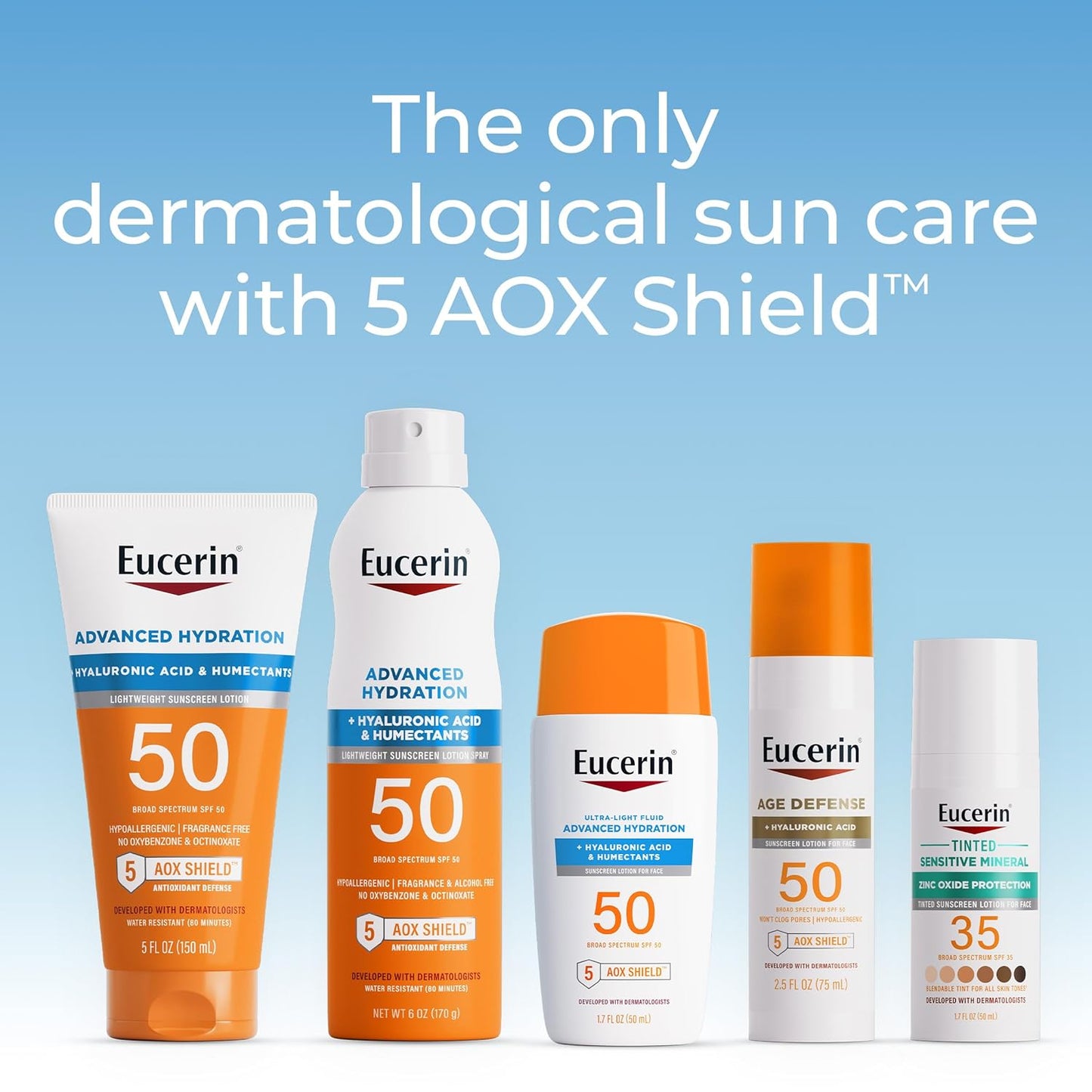 Eucerin Sun Advanced Hydration SPF 50 – Intentional Skincare for the Capsule Bathroom, Fragrance-Free Invisible Face SPF Fluid