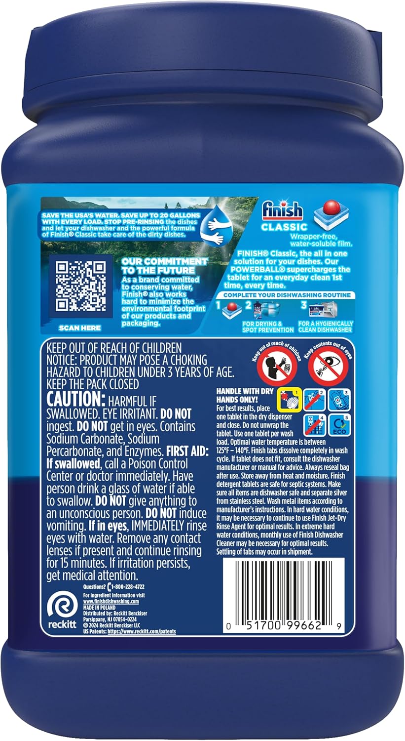 Finish Classic Dishwasher Pods 84 ct. – Working Parent Suburban Kitchen, Fast Dishwasher Detergent for Family Loads