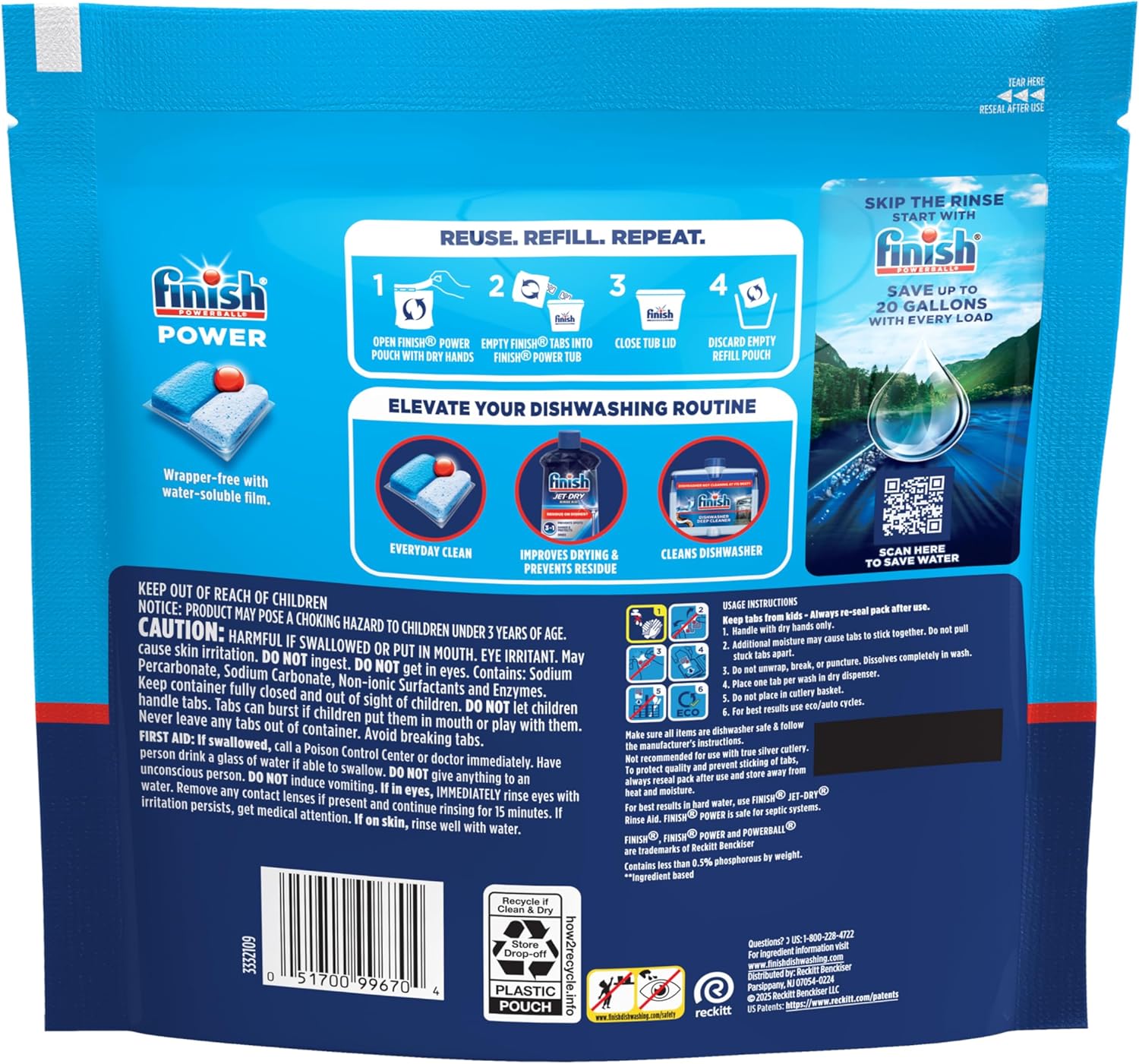 Finish Power Dishwasher Pods Holiday Gift for Her, Bulk 94-Count for Busy Family Kitchens