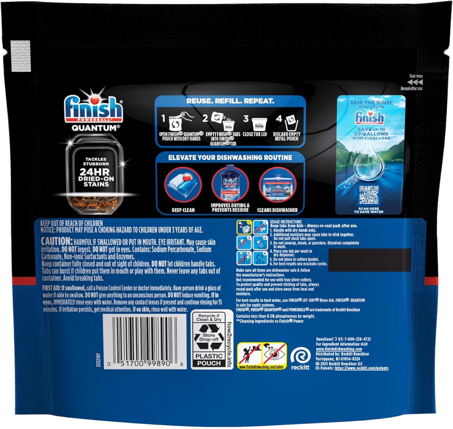 Finish Quantum Dish Soap for Busy Family Dinner Routines, Child-Safe Resealable Tub