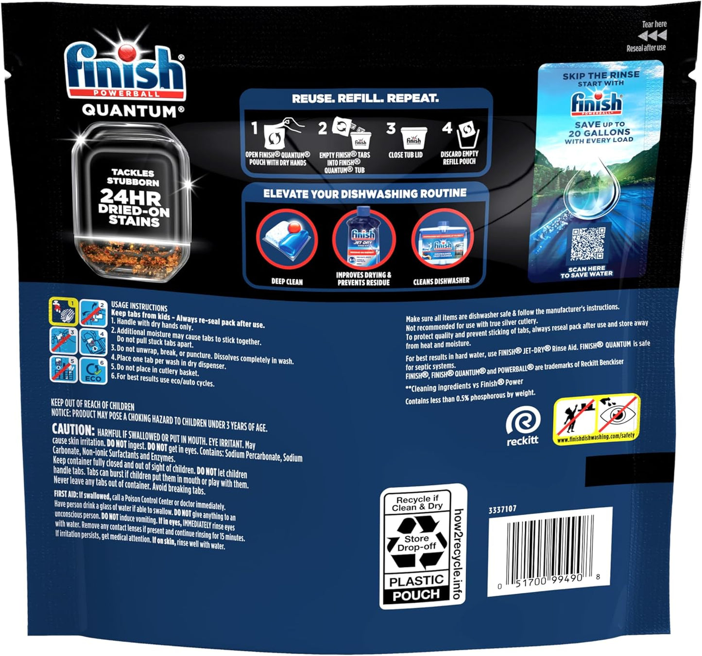 Finish Quantum Dishwasher Pods – Worry-Free Cleanup for Busy Family Dining Areas, Pre-Measured Single Pods
