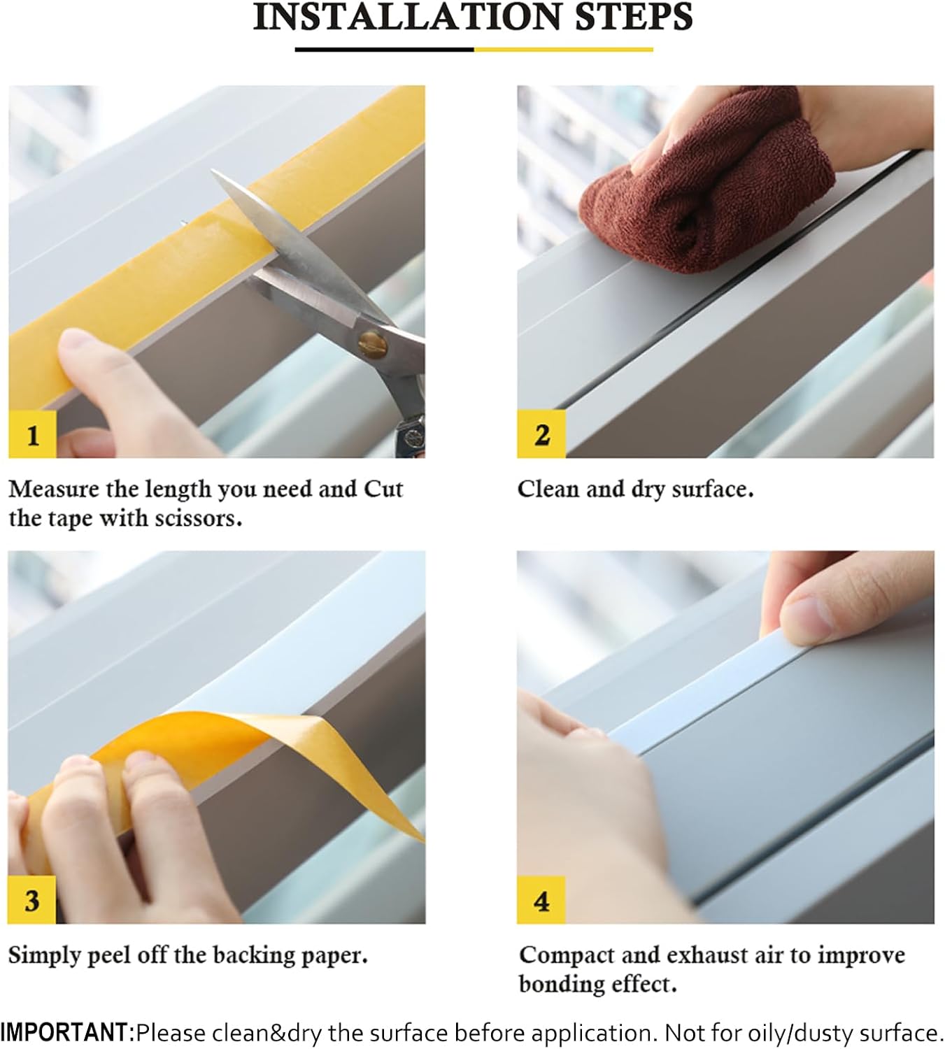 Fowong Foam Weather Stripping – Pet- and Child-Friendly Door and Window Insulation, Removable Self-Adhesive Seal