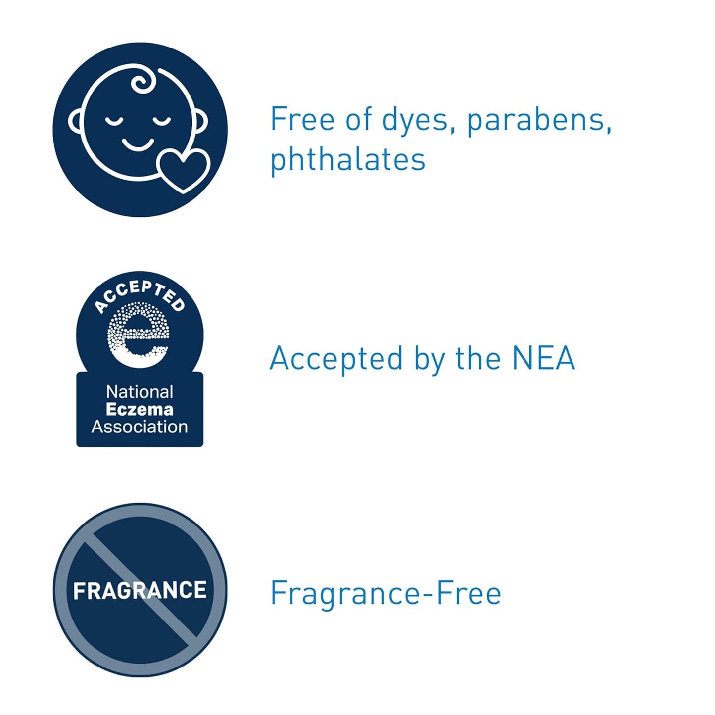 fragrance-free, paraben-free, dye-free, and phthalate-free formulation