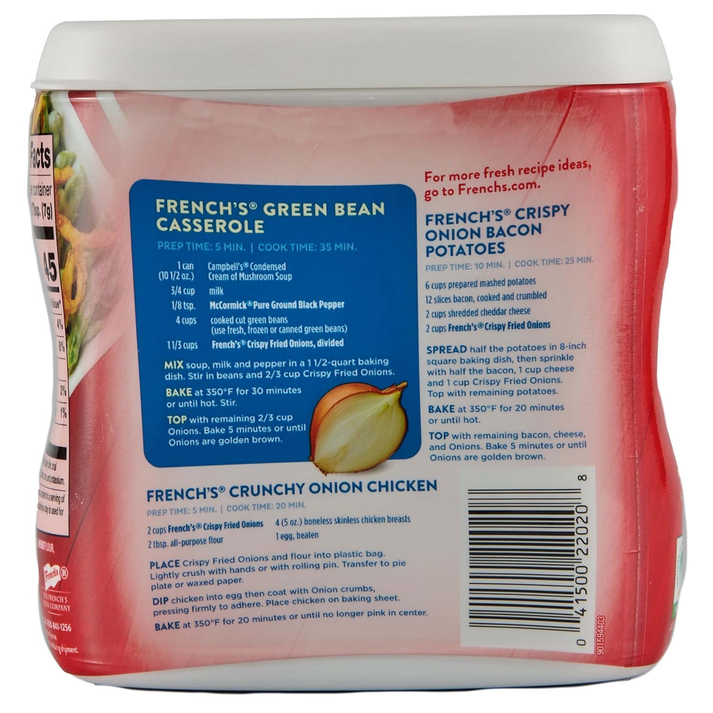 French's Crispy Fried Onions – Clean-Label Sprinkle for School Lunches and Family Meals, Pack of 2