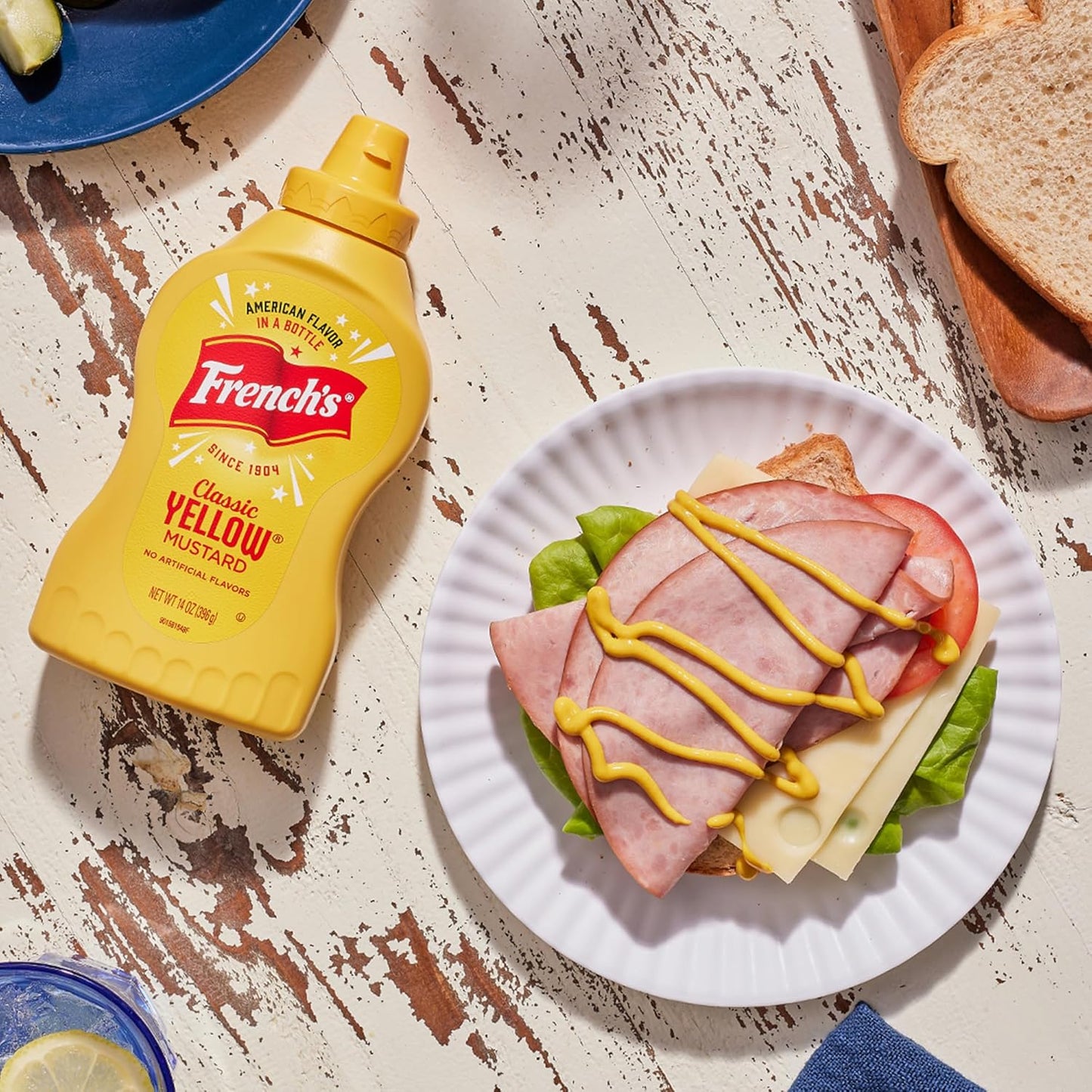French's Gluten Free Yellow Mustard – Patio Cookout & Outdoor Grilling Mustard for Burgers, Pretzels & Fries, 14 oz