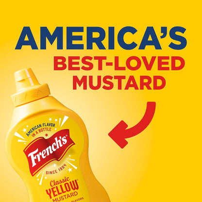 French's Gluten Free Yellow Mustard – Patio Cookout & Outdoor Grilling Mustard for Burgers, Pretzels & Fries, 14 oz