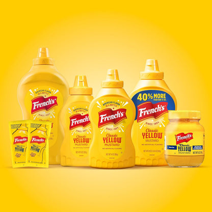 French's Gluten Free Yellow Mustard – Patio Cookout & Outdoor Grilling Mustard for Burgers, Pretzels & Fries, 14 oz