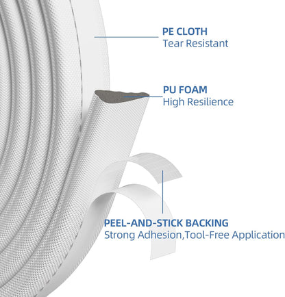 FrostGuard Black Foam Door Frame Seal – Patio Sliding Glass Door Weather Strip, All-Season Outdoor Edge Protection