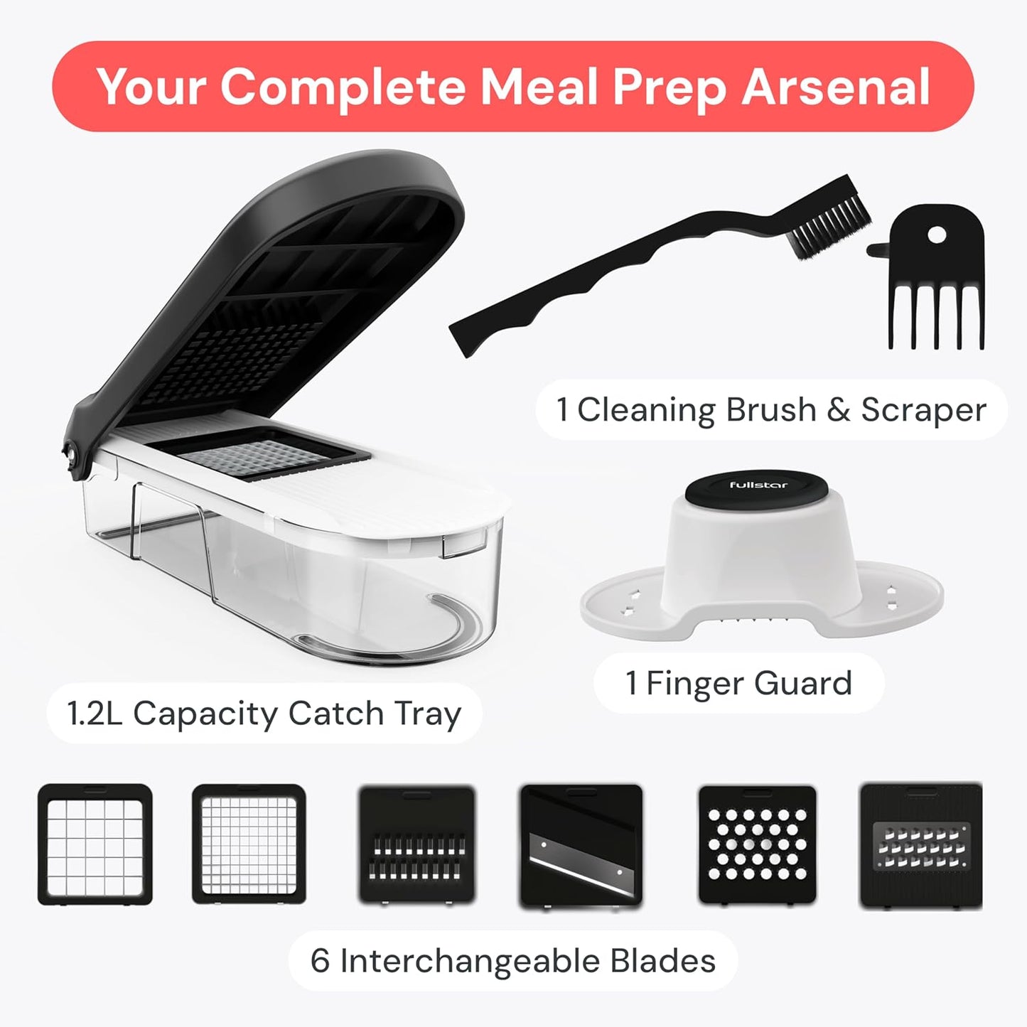 Fullstar Core Vegetable Chopper - Whole Food Prep Tool, 6-in-1 Vegetable Chopper for Clean Eating