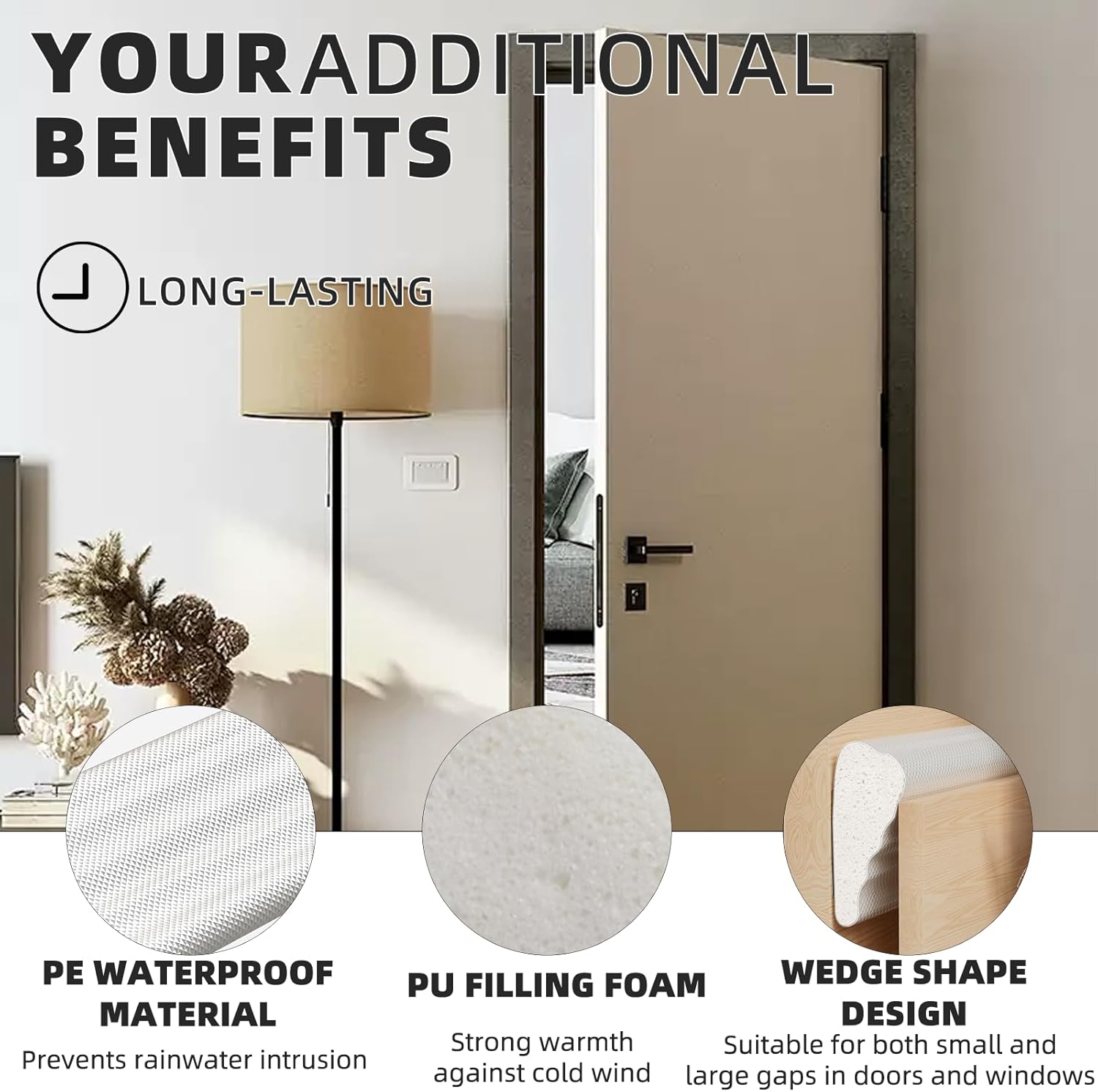 Furinno Wedge Foam Seal – Uncluttered Apartment Window Insulation for Less-Is-More Homes, Adhesive Tape