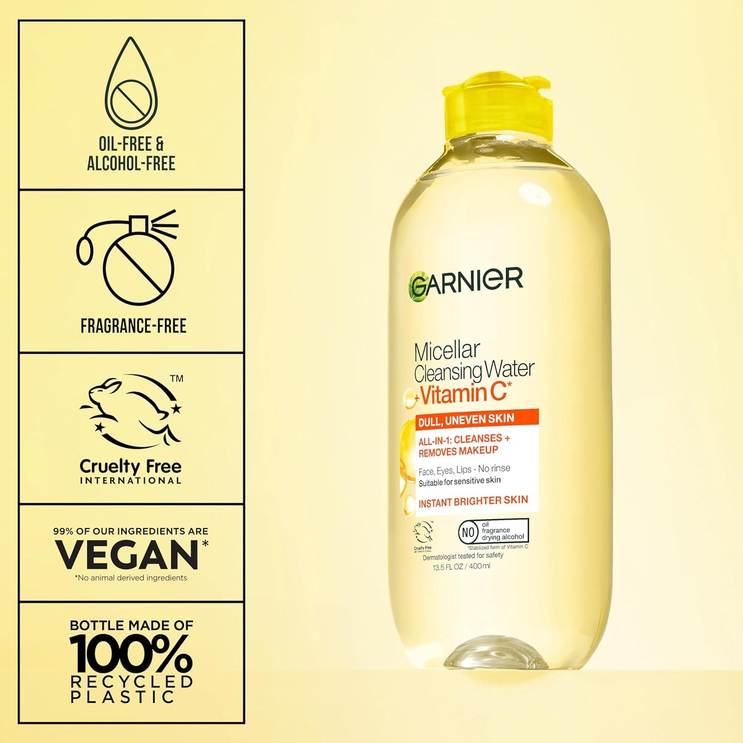 Garnier Brightening Micellar Water – Mindful Morning & Evening Facial Refresh for Glowing Wellness