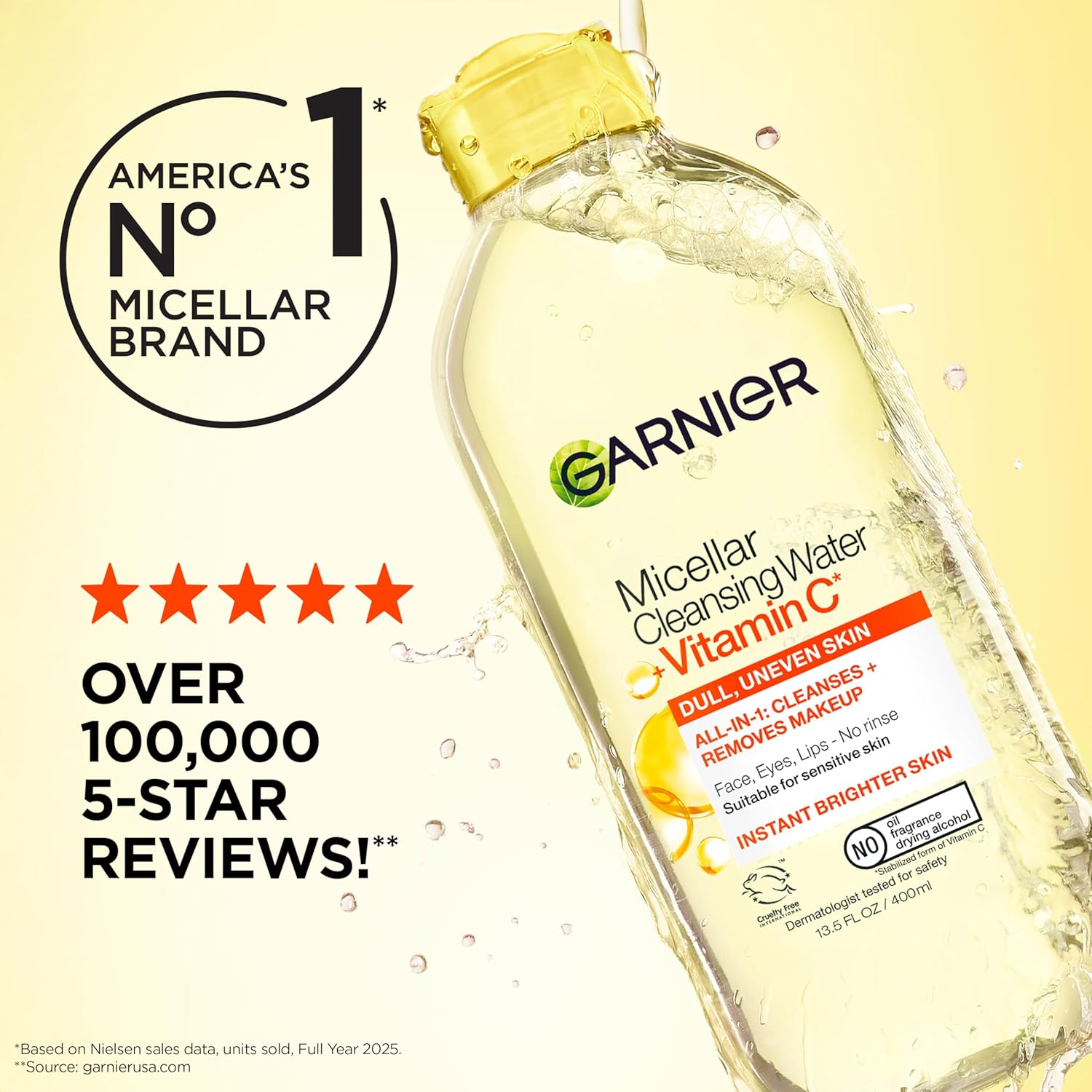 Garnier Brightening Micellar Water – Mindful Morning & Evening Facial Refresh for Glowing Wellness