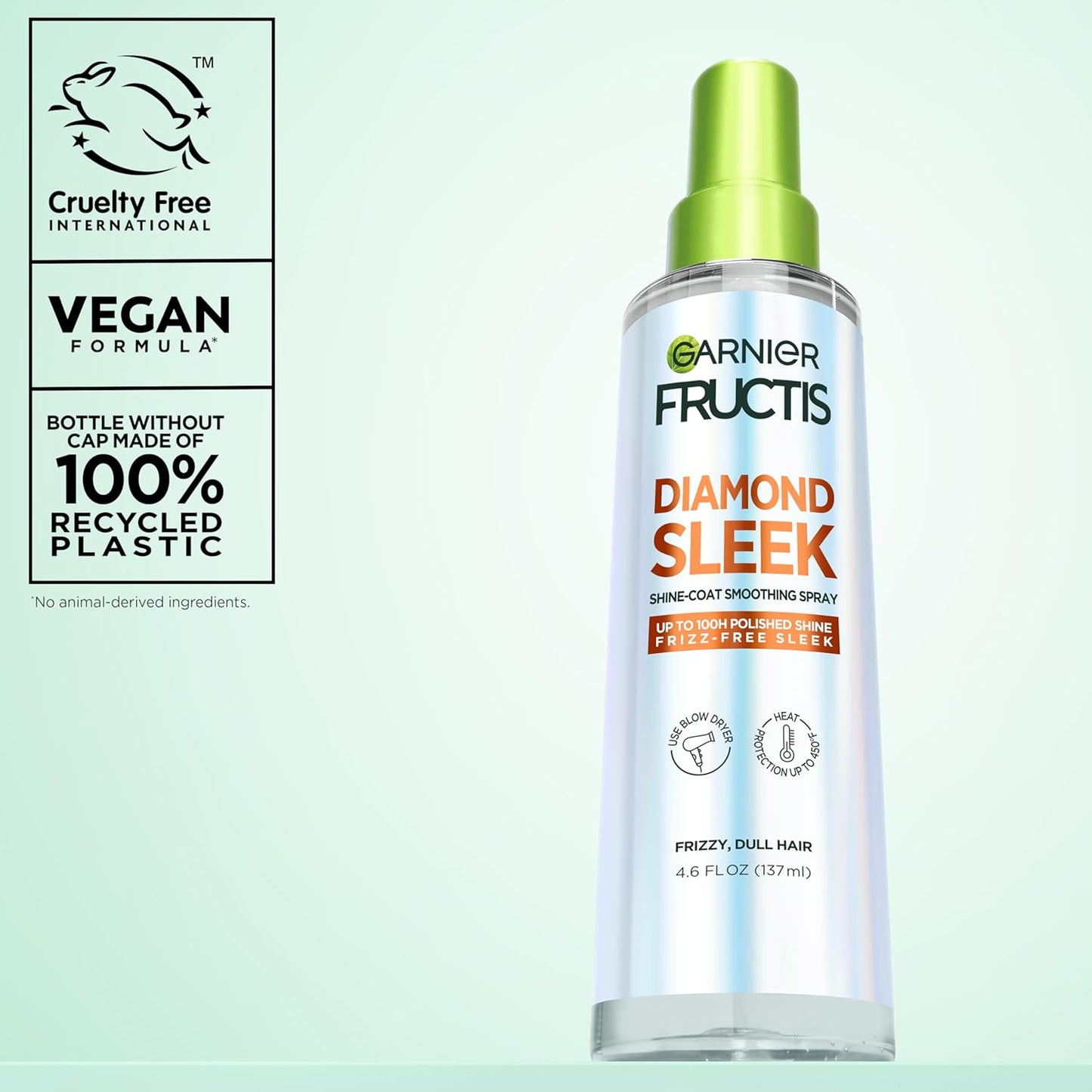 Garnier Fructis Diamond Sleek Hair Shine Spray – Worry-Free Frizz Control Spray for Sensitive Scalps, Non-Greasy Lightweight Formula
