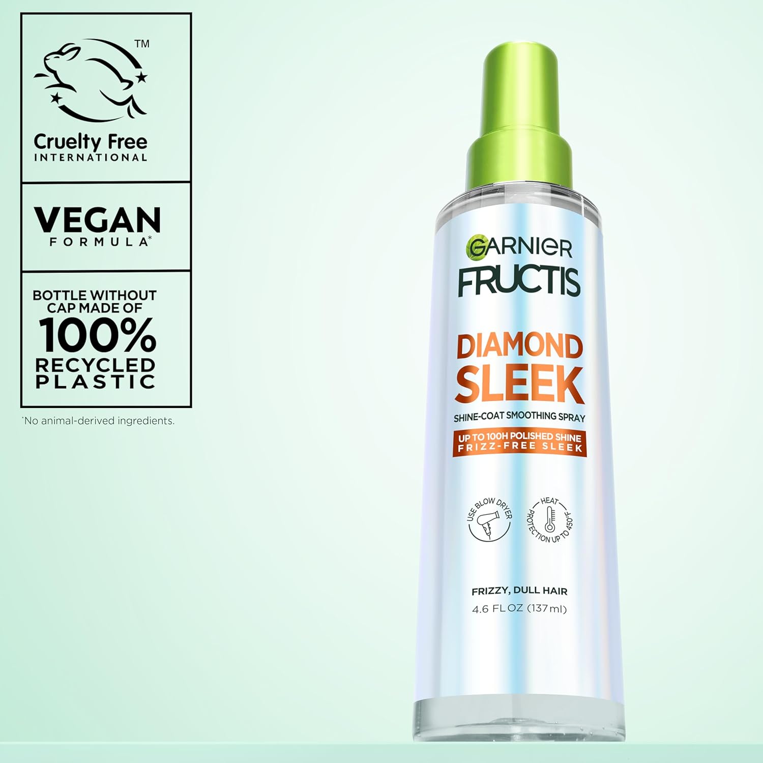 Garnier Fructis Diamond Sleek Hair Shine Spray – Worry-Free Frizz Control Spray for Sensitive Scalps, Non-Greasy Lightweight Formula