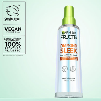 Garnier Fructis Diamond Sleek Hair Shine Spray – Worry-Free Frizz Control Spray for Sensitive Scalps, Non-Greasy Lightweight Formula