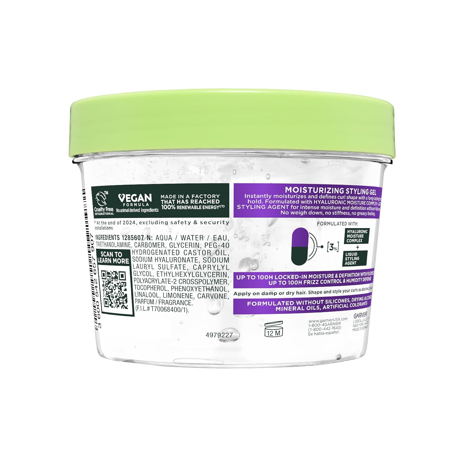 Garnier Fructis Flexi Hold Curls Gel – Non-Crunchy Curly Hair Gel for Evening Wind-Down Vanity, 100-Hour Moisture Lock