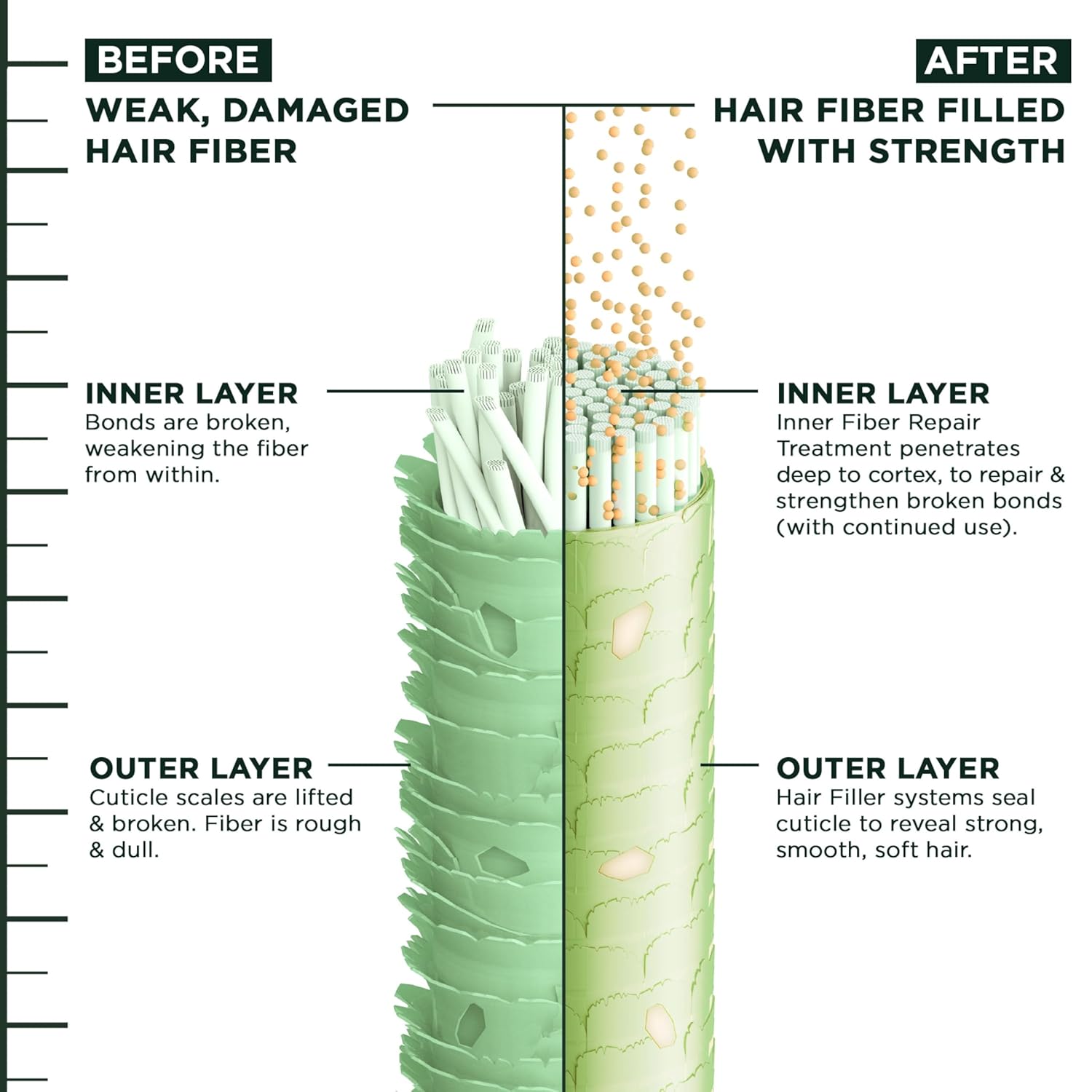 Garnier Fructis Hair Filler Strength Repair Shampoo – Single-Streamline 4-Step Bond Repair System for Weak Hair, 10.1 Fl Oz