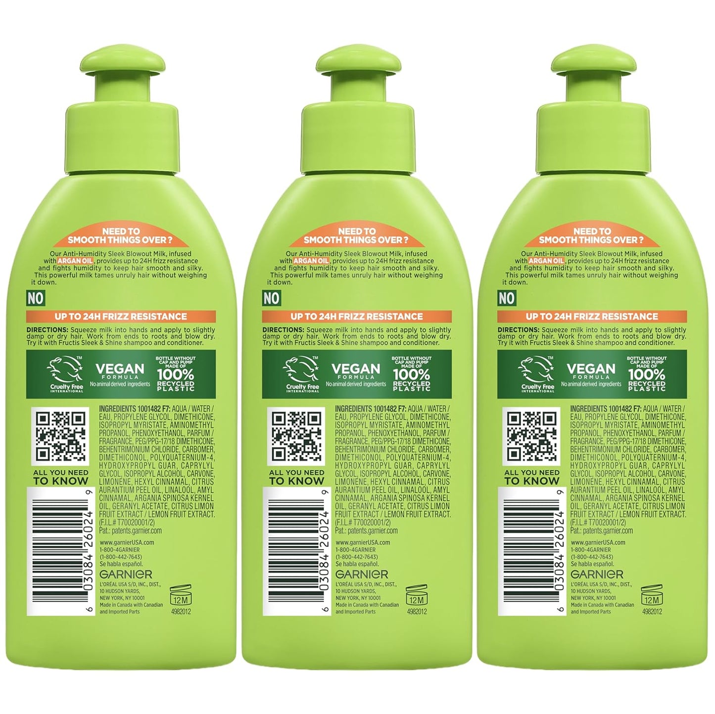 Garnier Fructis Paraben-Free Smoothing Milk for Mindful Beauty & 24-Hour Frizz Protection