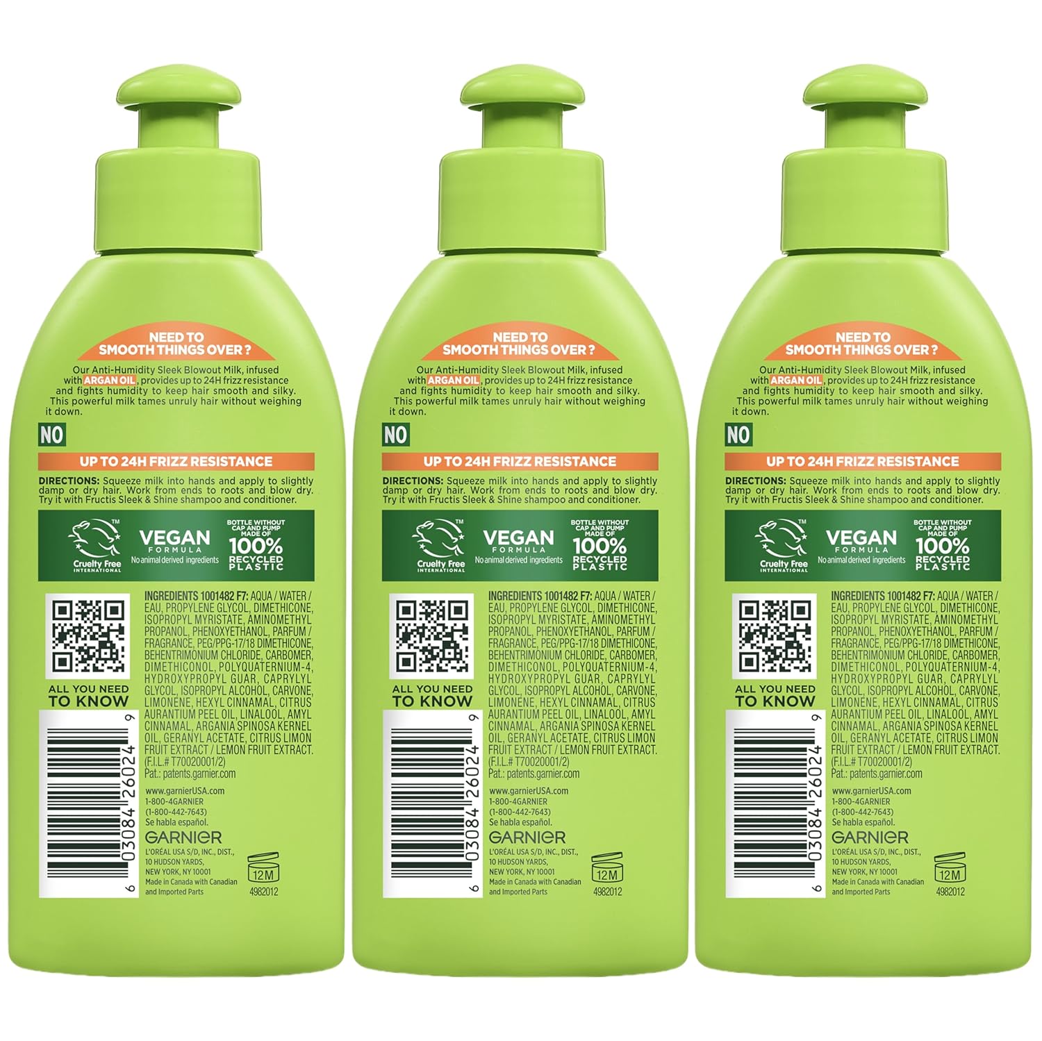 Garnier Fructis Paraben-Free Smoothing Milk for Mindful Beauty & 24-Hour Frizz Protection