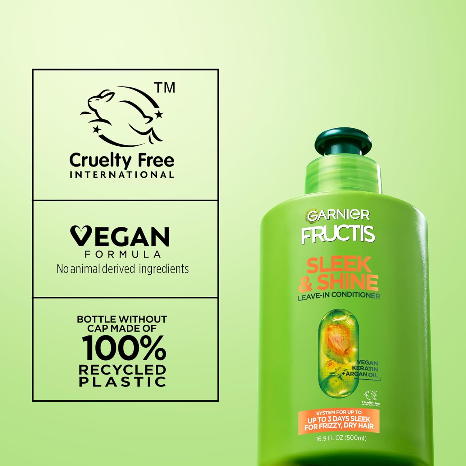 Garnier Fructis Sleek and Shine Leave-In Smoothing Cream – Patio-Ready Frizz Control with Argan Oil, 3-Day Hold, 10.2 Fl Oz Pack of 2