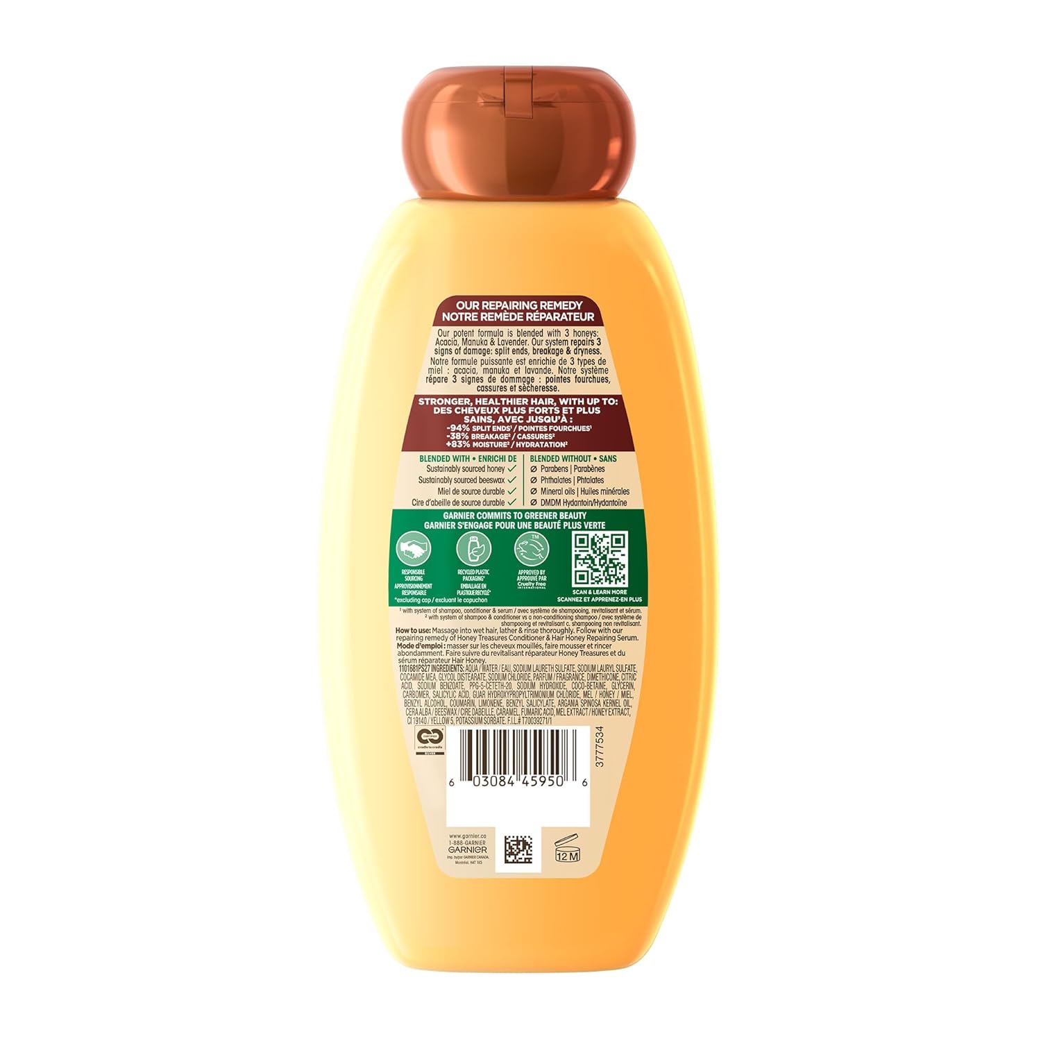 Garnier Honey Treasures Damage Repair Shampoo – Wind-Down Hair Care Ritual, 22 Fl Oz