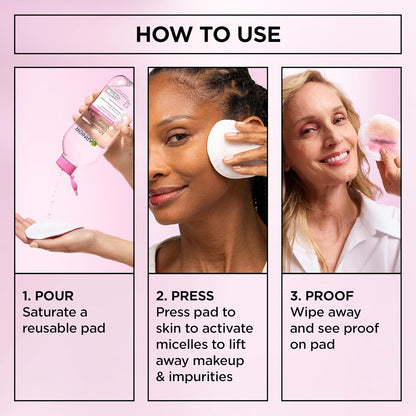 Garnier Micellar Water Hydrating Makeup Remover – Time-Saving Skincare for Commuter Totes and Hotel Vanities, 3.4 Fl Oz Travel Size