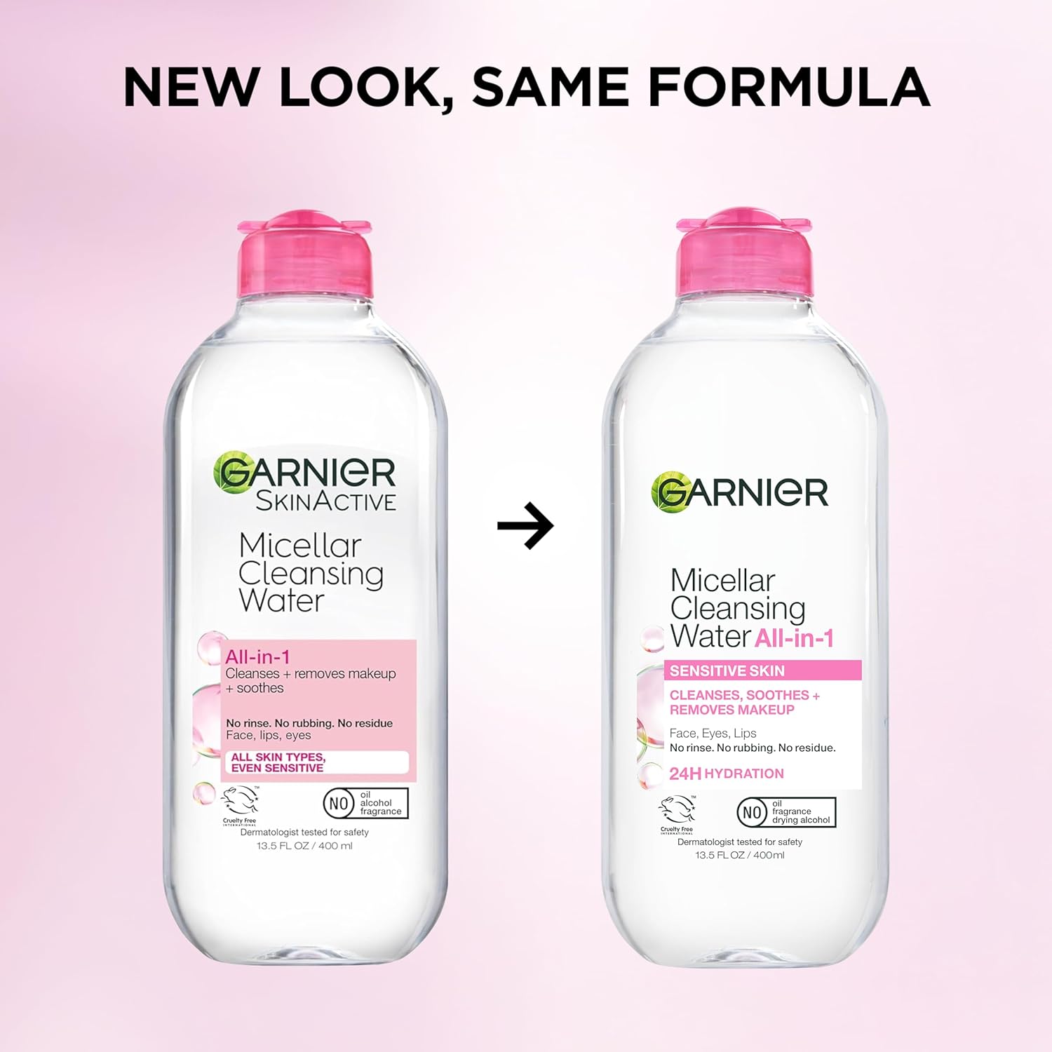 Garnier Micellar Water Hydrating Makeup Remover – Time-Saving Skincare for Commuter Totes and Hotel Vanities, 3.4 Fl Oz Travel Size