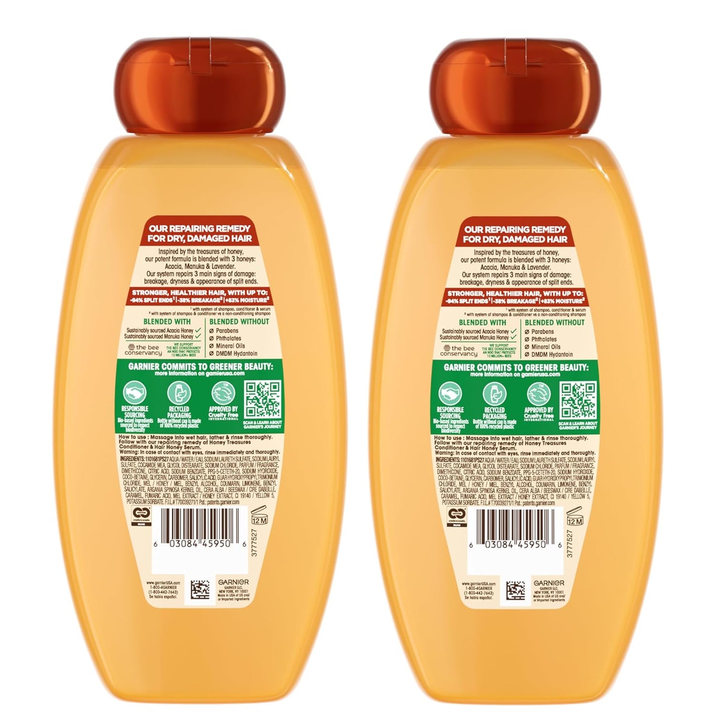 Garnier Whole Blends Honey Treasures Repairing Shampoo – Lovely Housewarming Present for Women Who Love Honey-Scented Hair Care