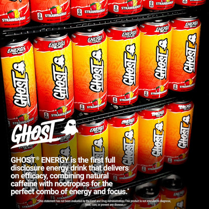 GHOST Energy Drink - Pre-Workout and Focus Drink for Home Office Productivity, 200mg Natural Caffeine Nootropics