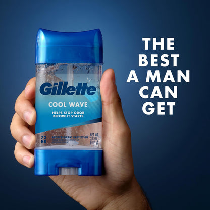 Gillette 72hr Anti-White Mark Clear Gel Deodorant for Men, Cool Wave Scent, Daily Hygiene Upgrade for Men Building a Calming Bath and Bedtime Routine (Pack of 4)