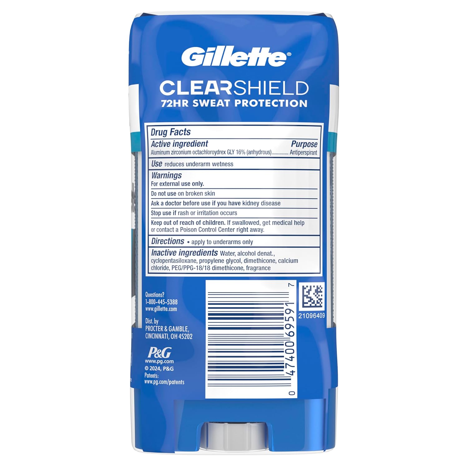 Gillette 72hr Men’s Antiperspirant – Pre-Office Confidence Stick, Clear Gel Cool Wave Pack of 3