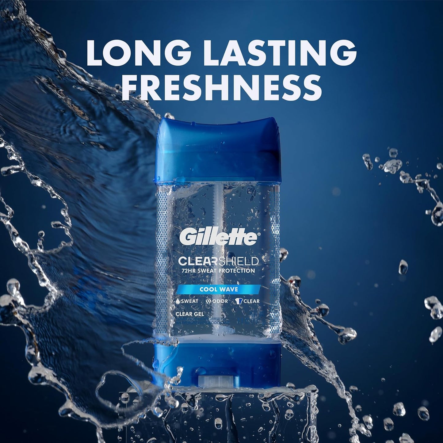 Gillette 72hr Men’s Antiperspirant – Pre-Office Confidence Stick, Clear Gel Cool Wave Pack of 3