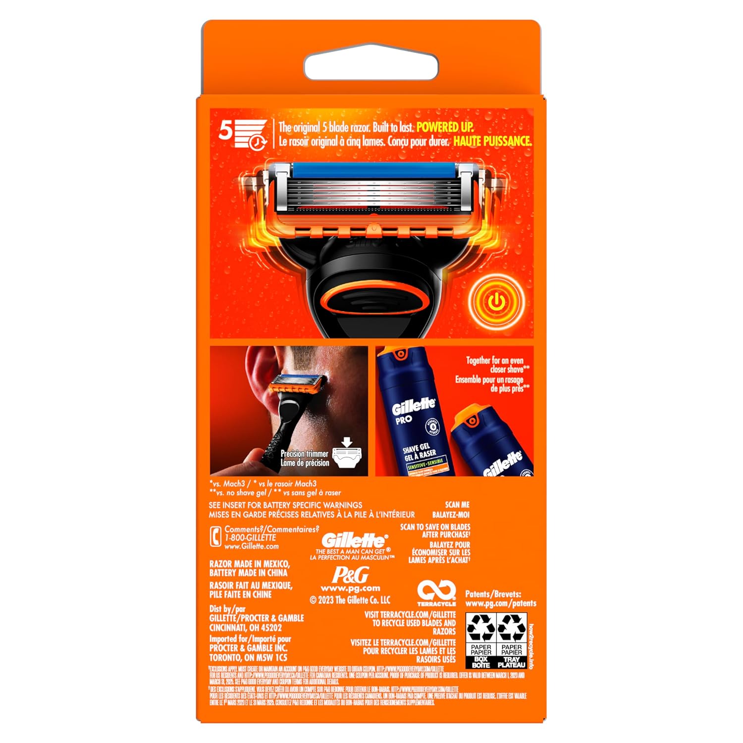Gillette Fusion5 Power Razor for Men – Thoughtful Birthday Gift for Husband, Close Shave with Precision Trimmer