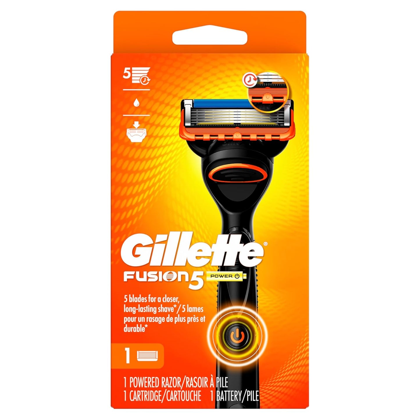 Gillette Fusion5 Power Razor for Men – Thoughtful Birthday Gift for Husband, Close Shave with Precision Trimmer