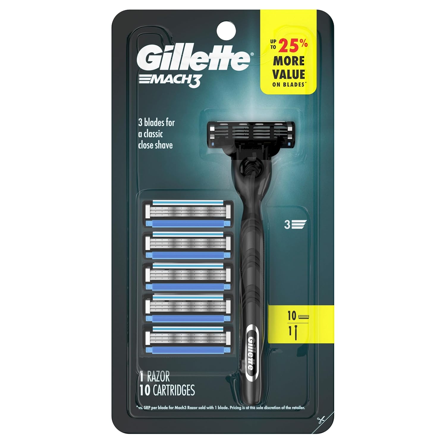 Gillette Mach3 Cartridge Refills – Gentle Self-Care Shaving Routine for Sensitive Skin, 12-Pack