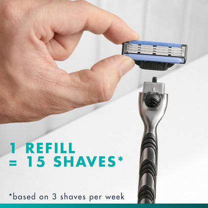 Gillette Mach3 Cartridge Refills – Gentle Self-Care Shaving Routine for Sensitive Skin, 12-Pack