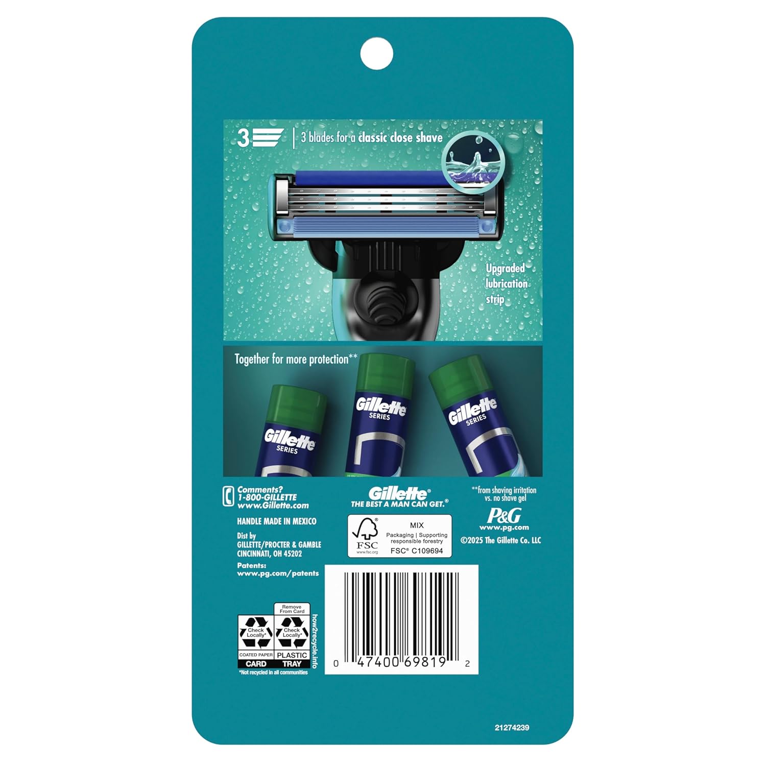 Gillette Mach3 Cartridge Refills – Gentle Self-Care Shaving Routine for Sensitive Skin, 12-Pack