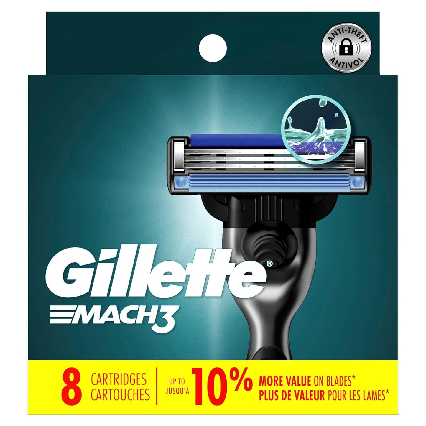 Gillette Mach3 Razor Refills for Men, 12 Sensitive-Skin Blades for a Calmer Morning Routine