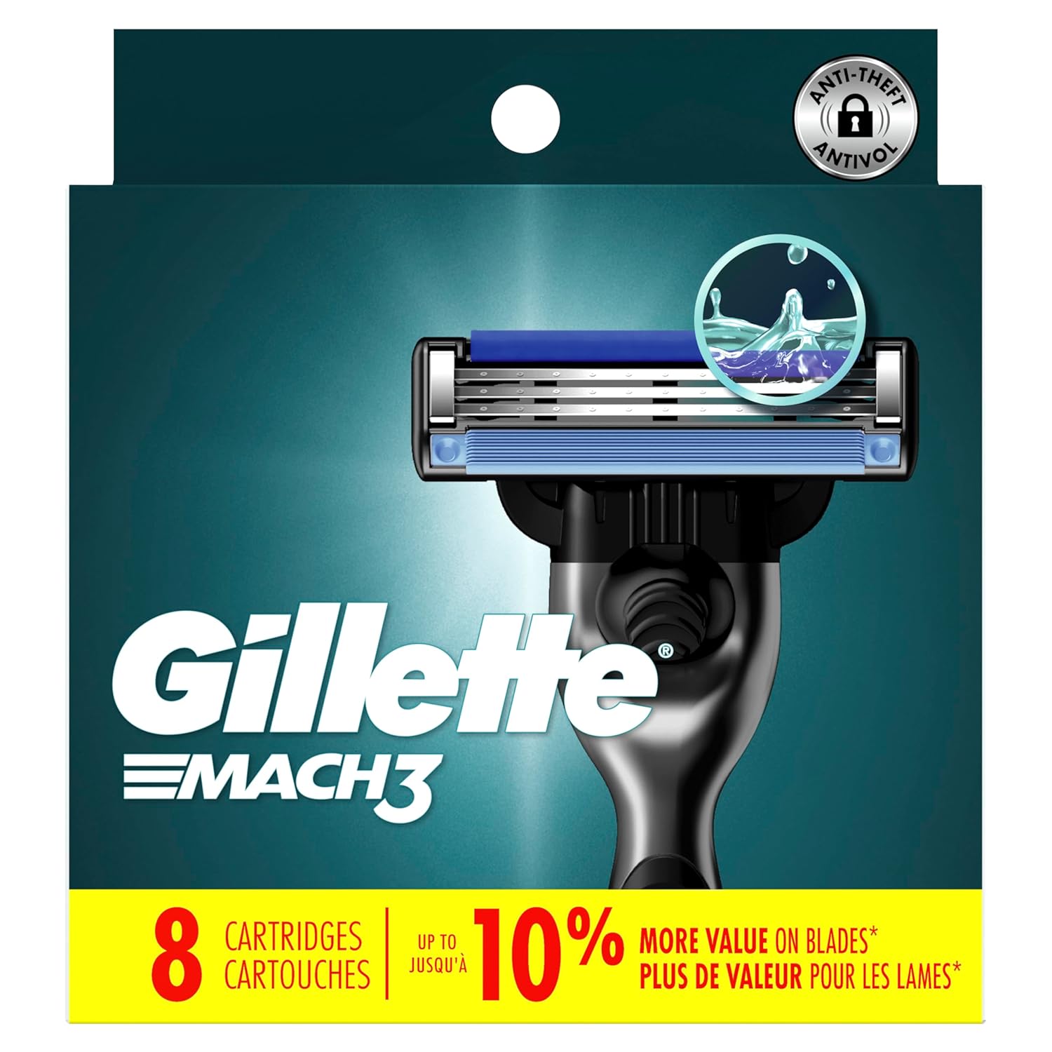 Gillette Mach3 Razor Refills for Men, 12 Sensitive-Skin Blades for a Calmer Morning Routine