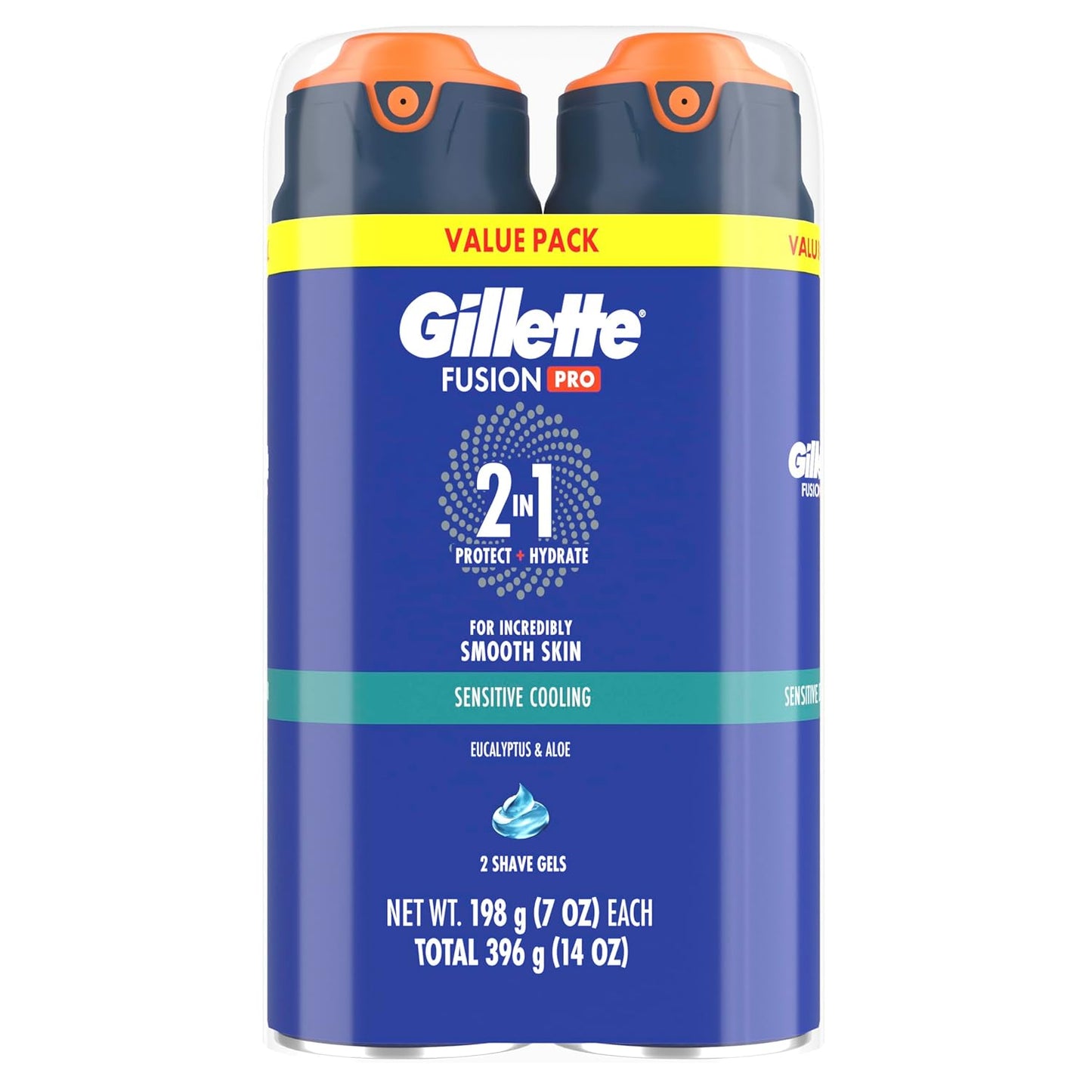 Gillette PRO Shaving Gel for Men – Mindful Morning Grooming for Sensitive Skin, ProGlide Cooling Lather Twin Pack 14oz