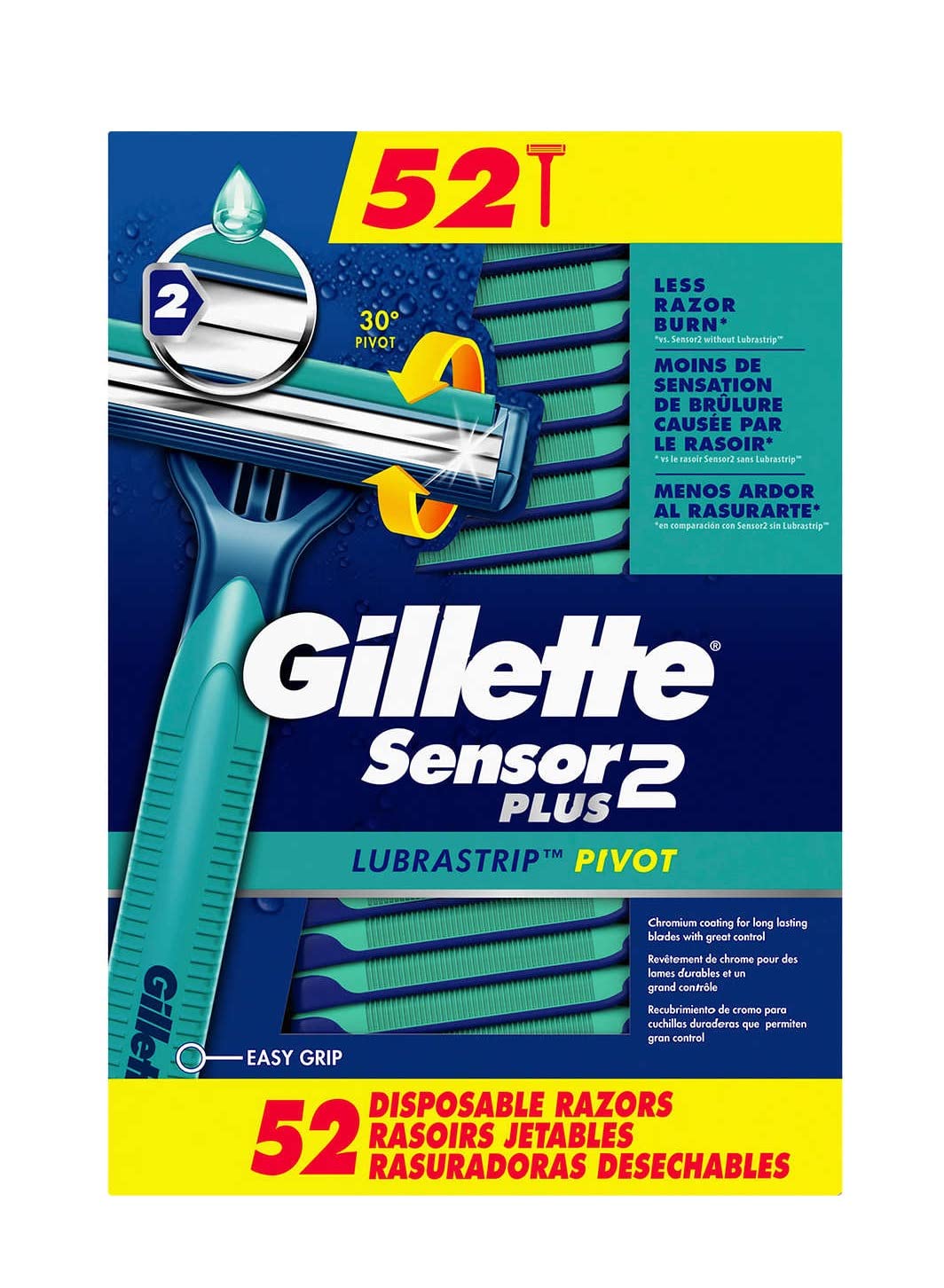 Gillette Sensor2 Plus Bulk Razors (52 Count) – Premium Grooming for Your Daily Wellness Routine