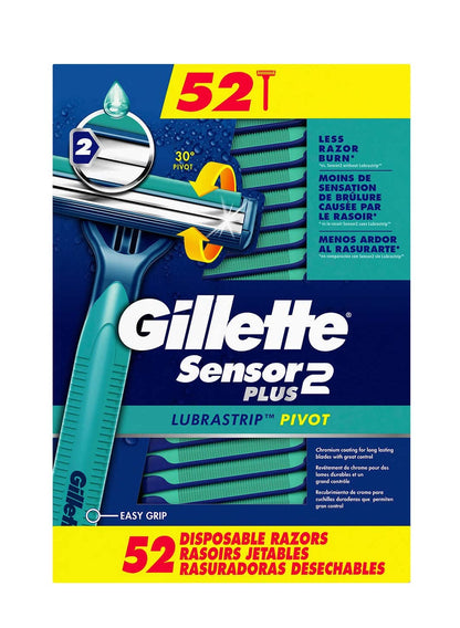 Gillette Sensor2 Plus Bulk Razors (52 Count) – Premium Grooming for Your Daily Wellness Routine