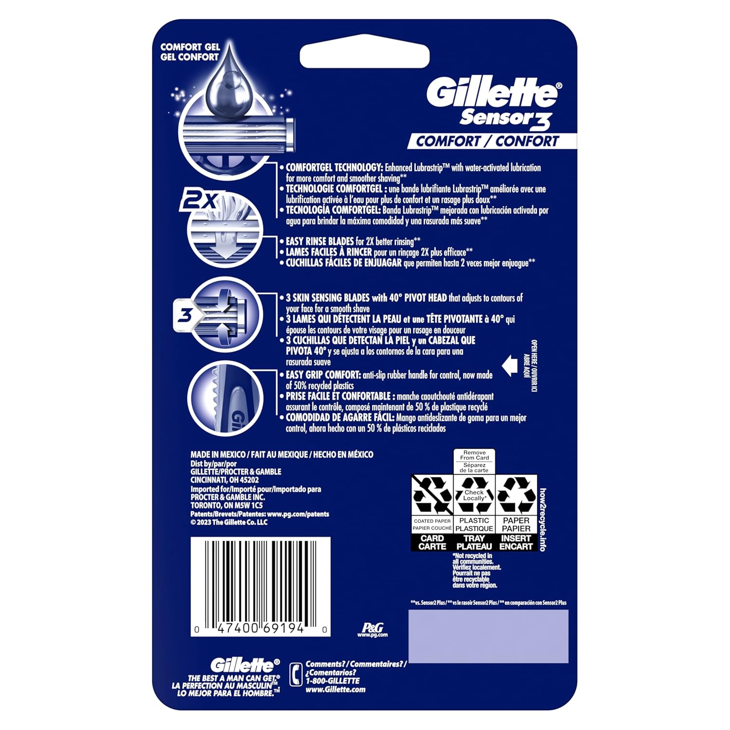 Gillette Sensor3 Comfort Disposable Razors – Gentle Daily Shave for a Calmer Post-Shave Routine