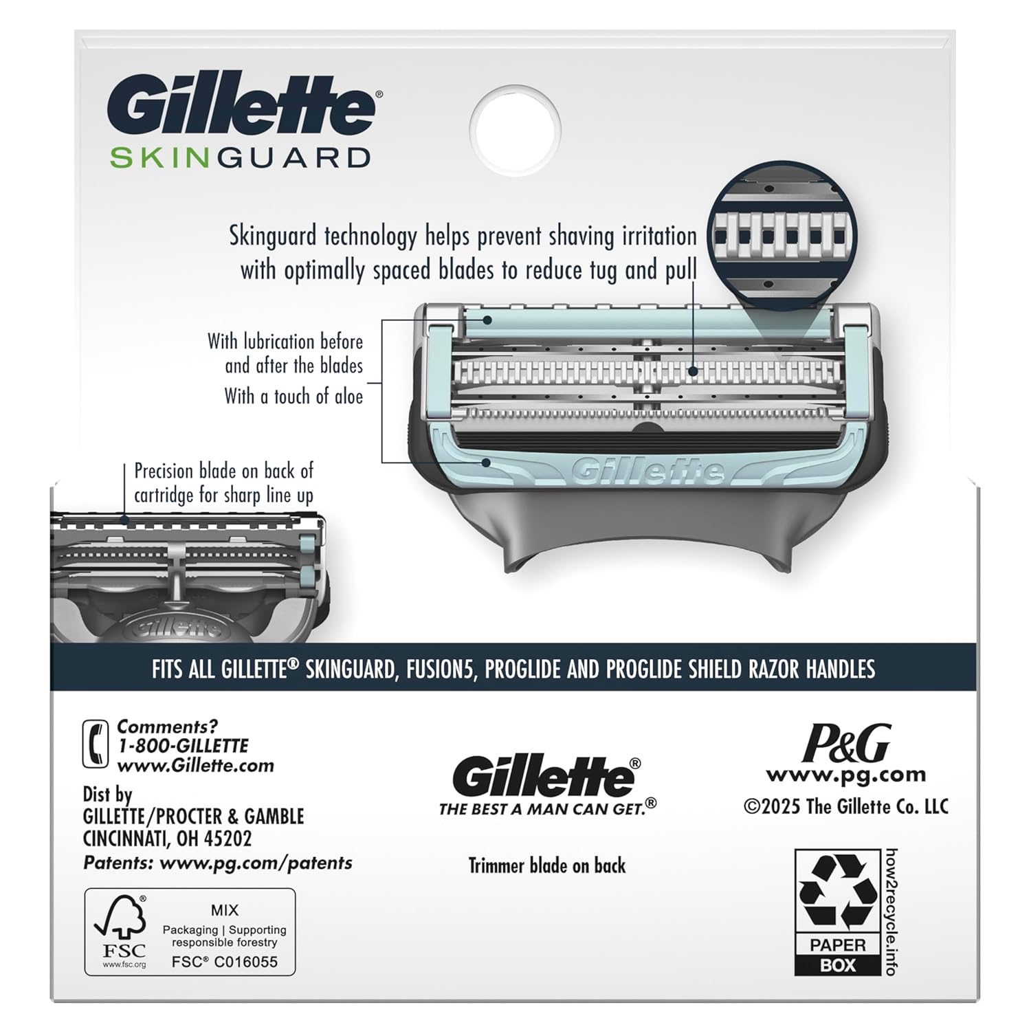 Gillette SkinGuard Sensitive Skin Blades – SkinGuard Bar Protection for Irritation-Free Shaving, 8 Pack