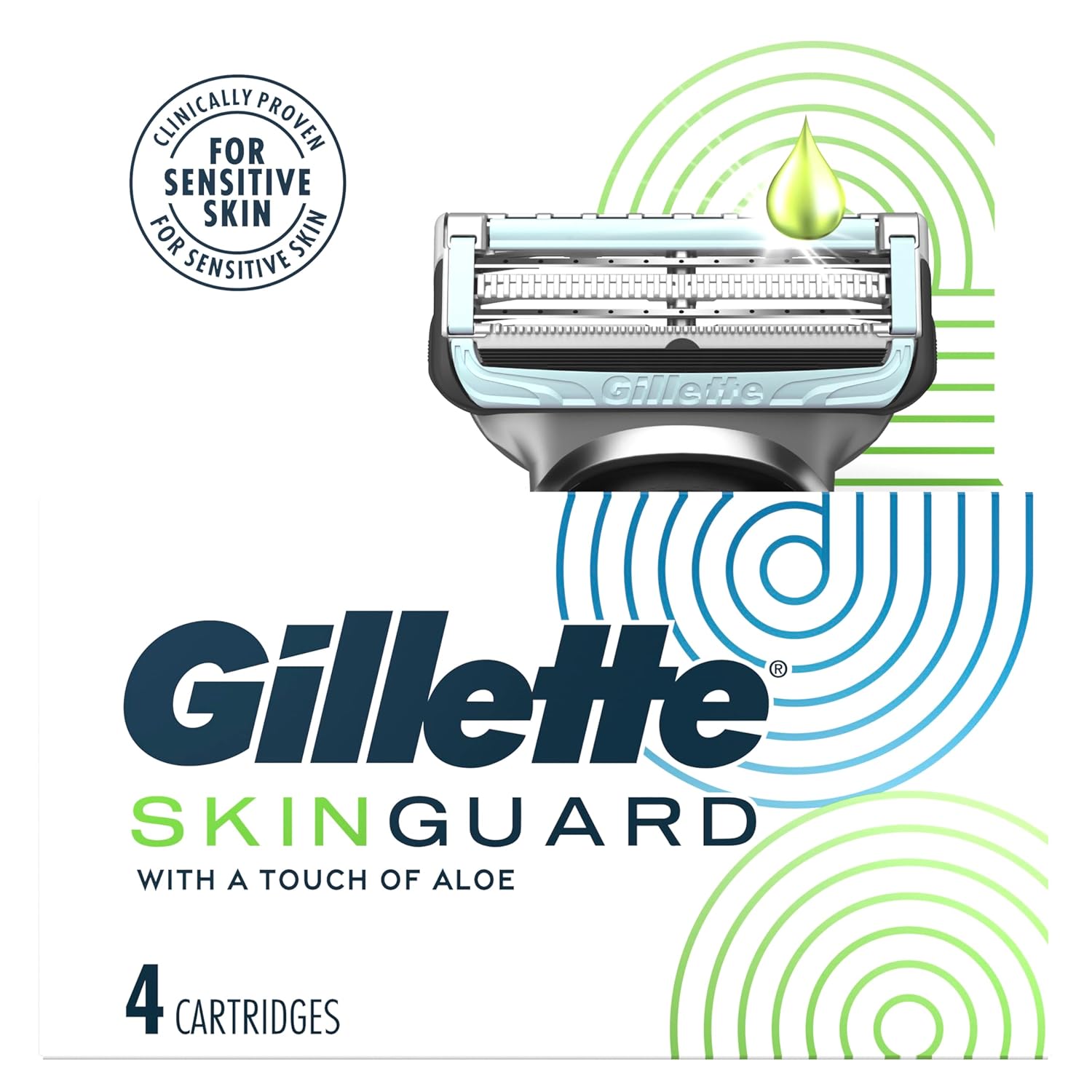 Gillette SkinGuard Sensitive Skin Blades – SkinGuard Bar Protection for Irritation-Free Shaving, 8 Pack
