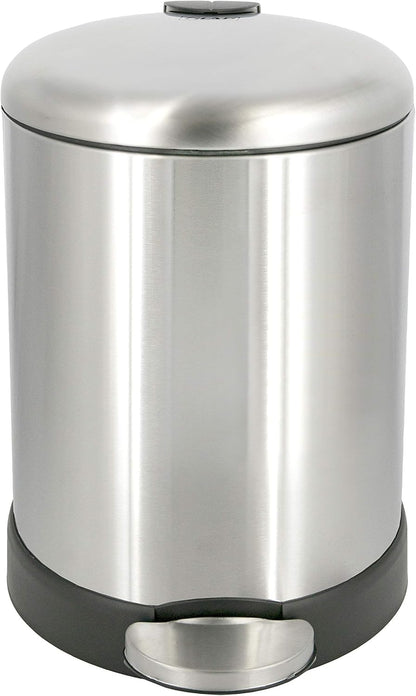 Glad 1.2 Gallon Round Trash Can with Soft Close Lid – Sleek Metal Bin for Minimalist Vanities and Half-Baths