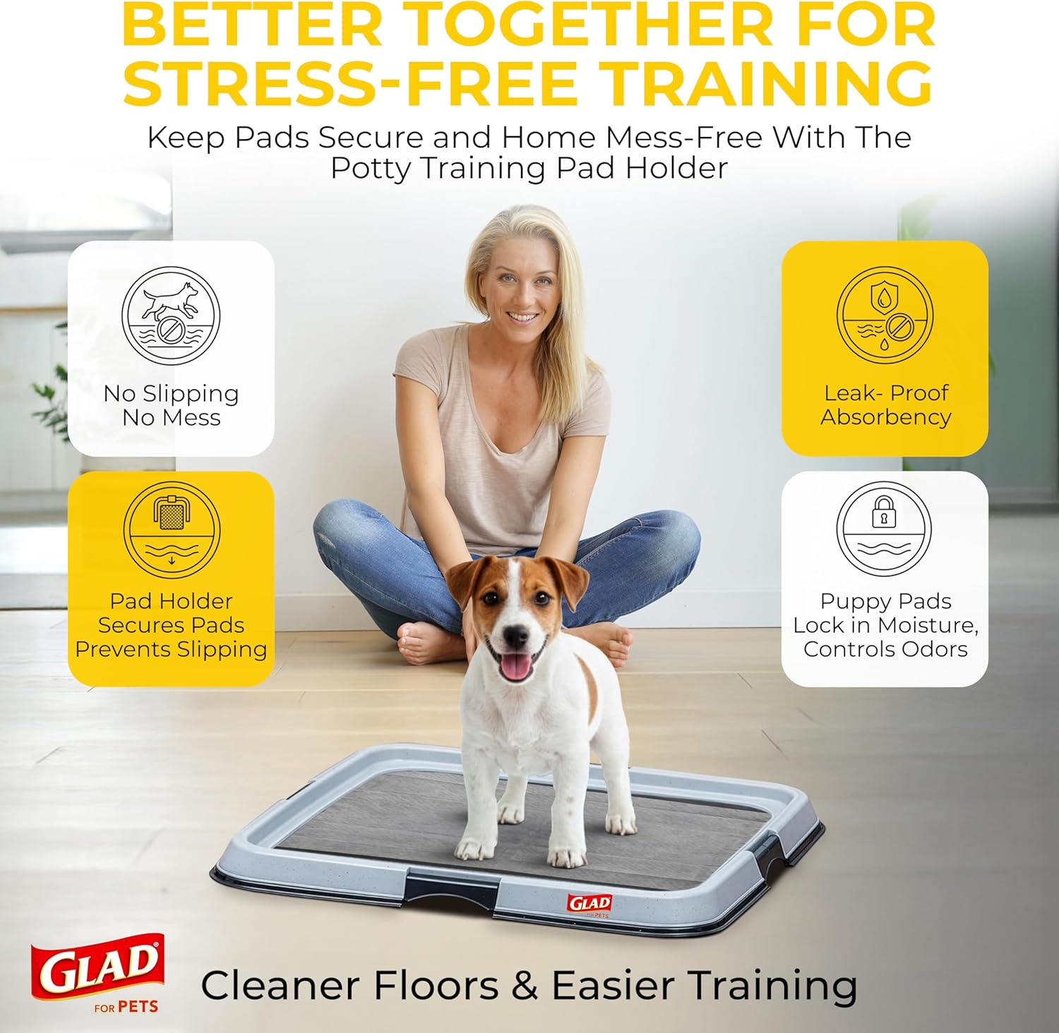 Glad for Pets Black Charcoal Puppy Pads - Senior Dog Bedside Incontinence Care, Anti-Microbial 30 Count