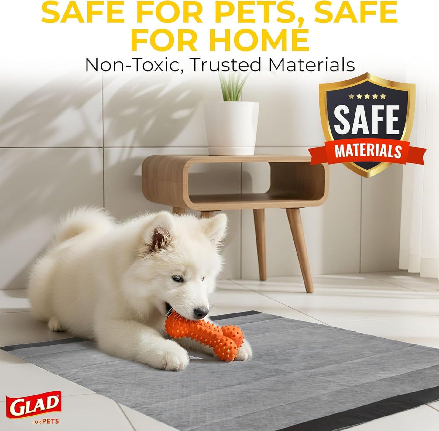 Glad for Pets Black Charcoal Puppy Pads - Senior Dog Bedside Incontinence Care, Anti-Microbial 30 Count