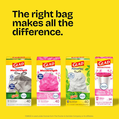 Glad ForceFlex 13 Gal Trash Bags – Bulk 80 Count for Kitchen, Mudroom, and Laundry Room